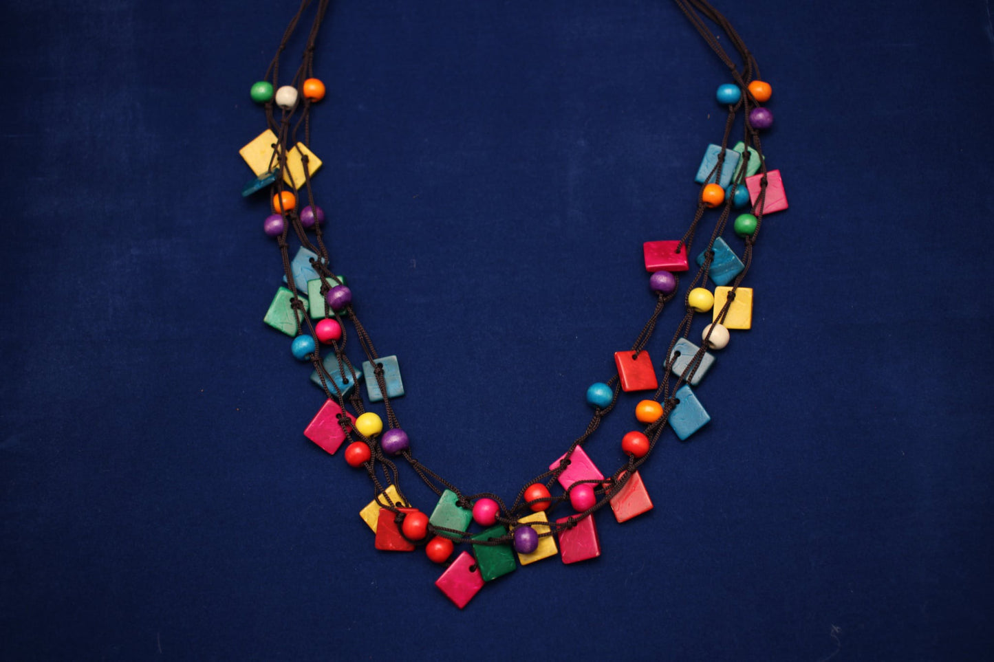 Boho.Chic flowery wooden beads colourful multi layer necklace