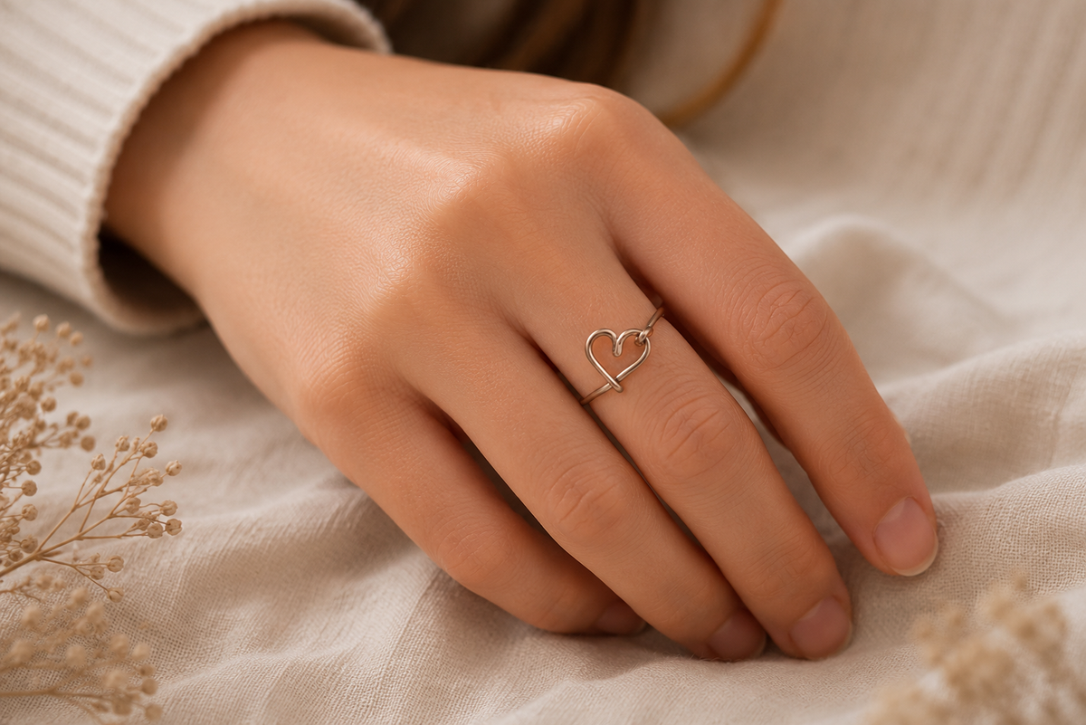 Handmade Sterling Silver Wire Heart Shaped Ring – Minimalist Design