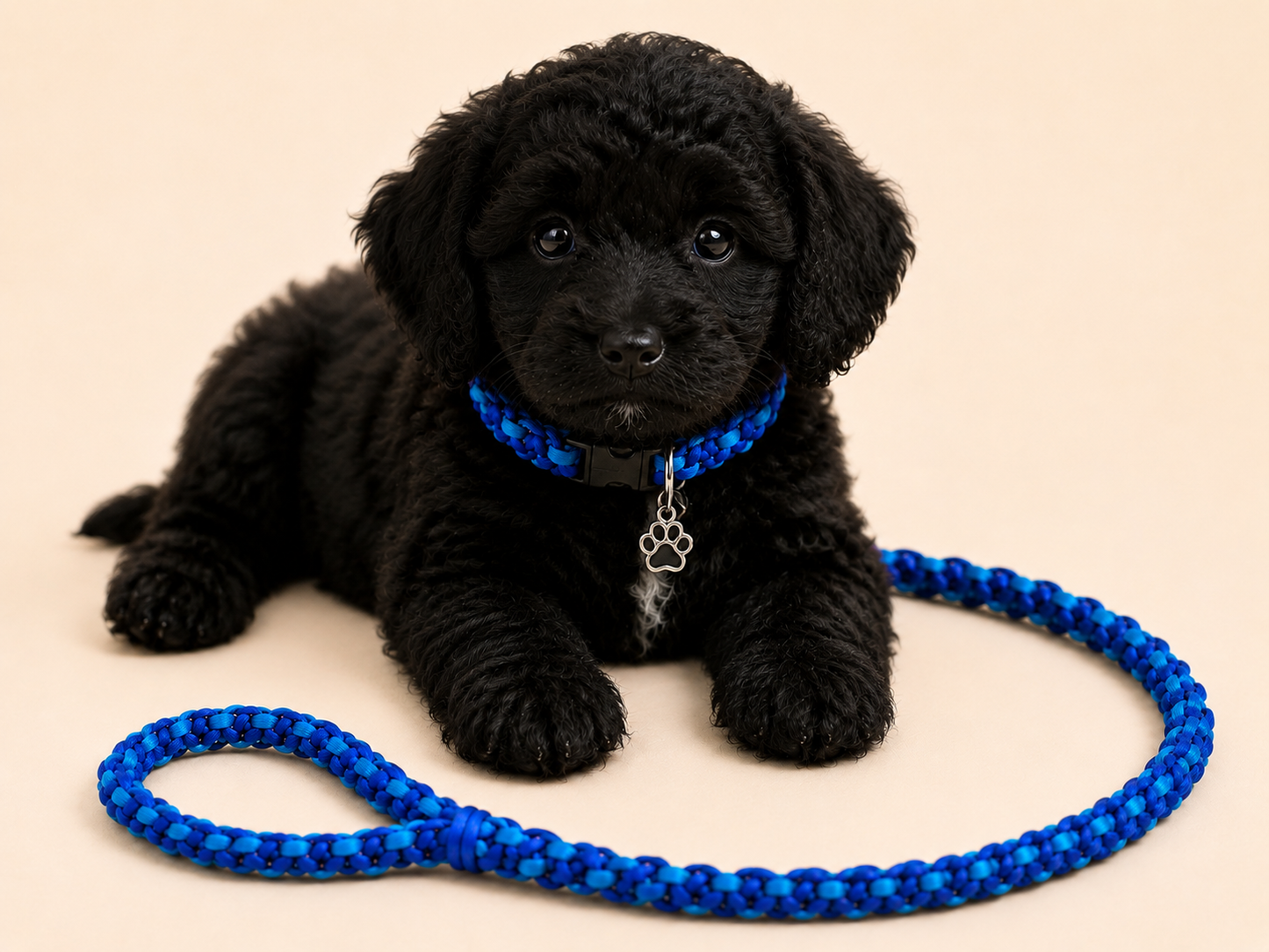 Blue DNA Spiral Paracord Puppy 3ft Lead and 9" collar set