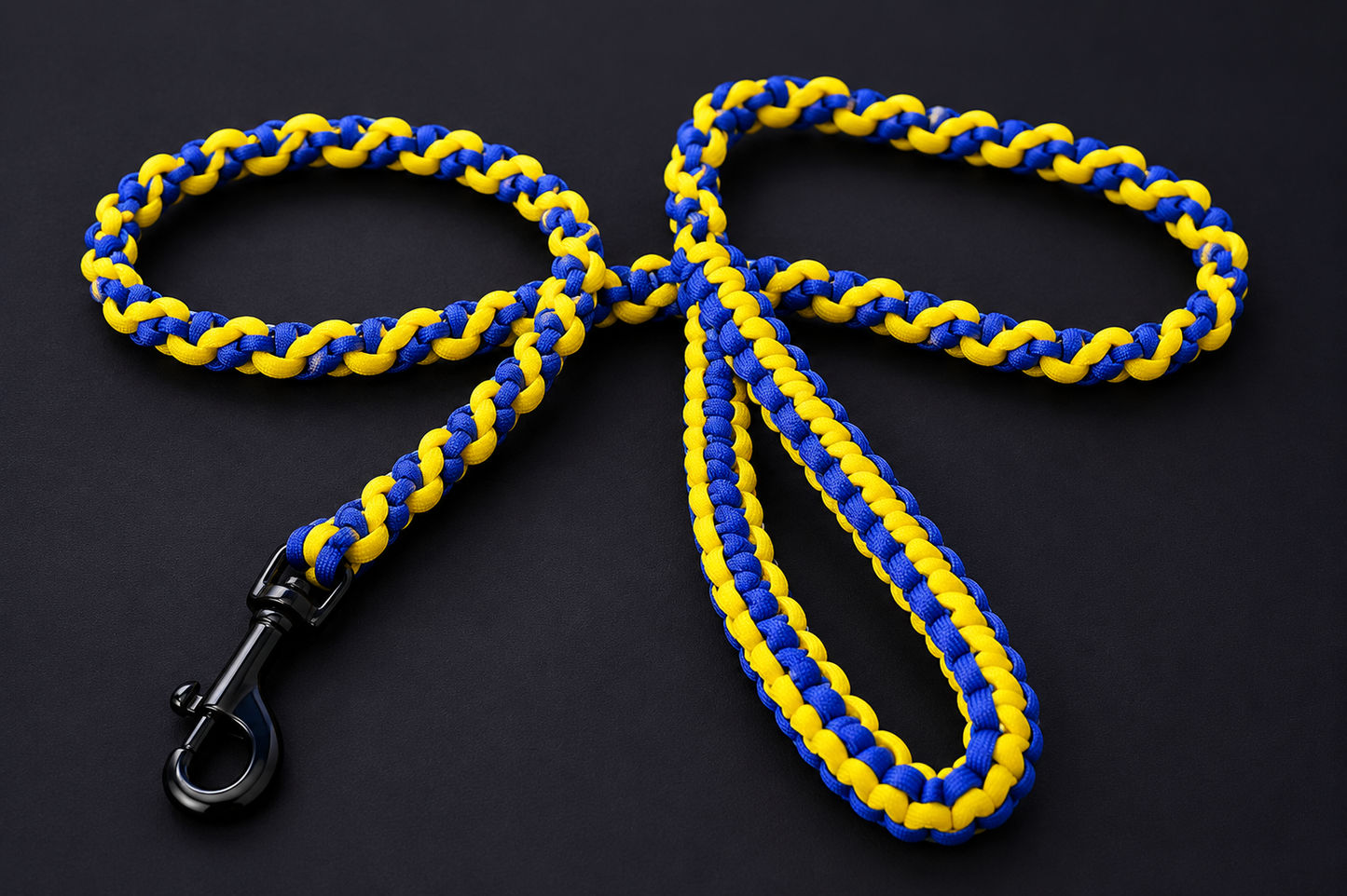 4.5ft Blue & Yellow DNA Spiral Braided Paracord Animal Lead