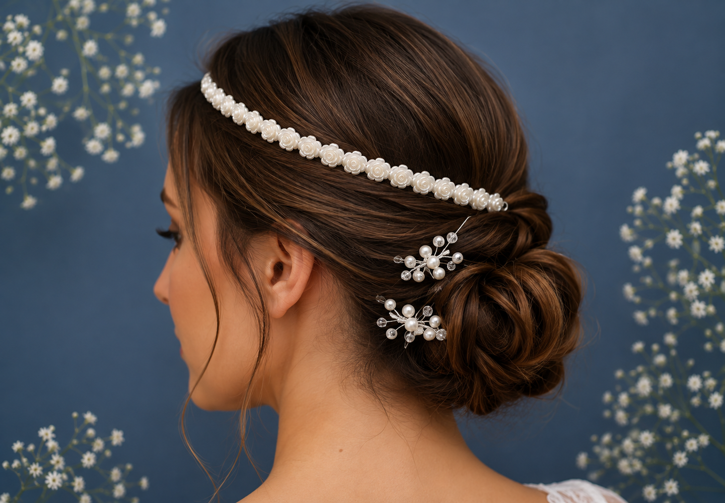 Cream Rose Floral Tiara