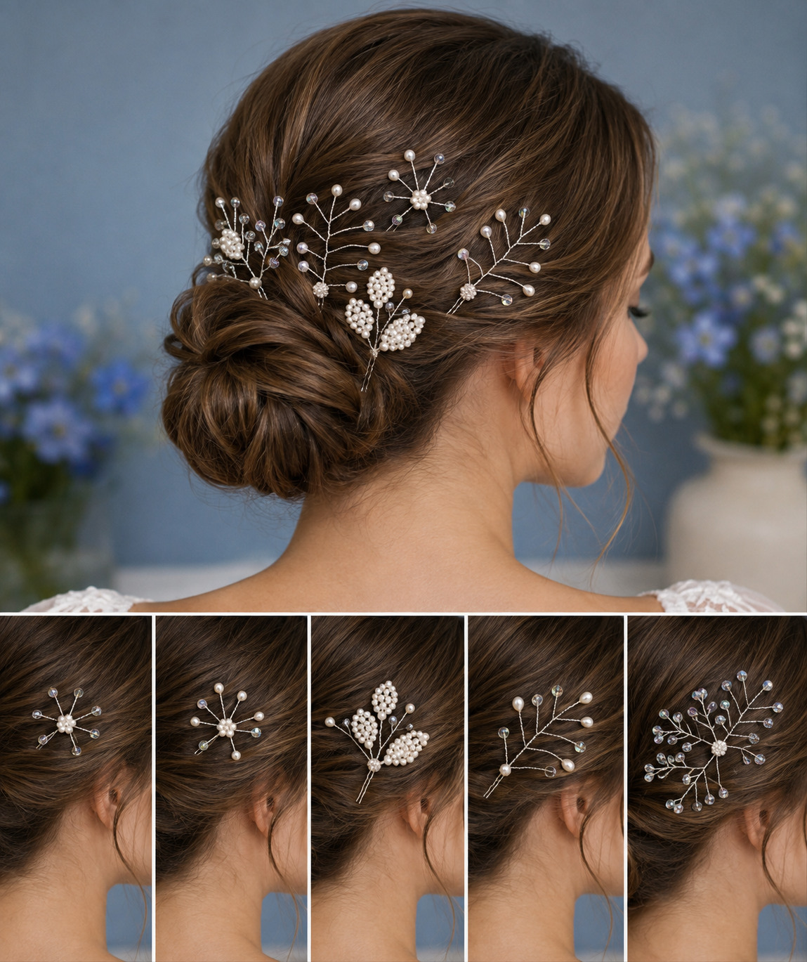 5 statement Beaded Wire Hair Clips