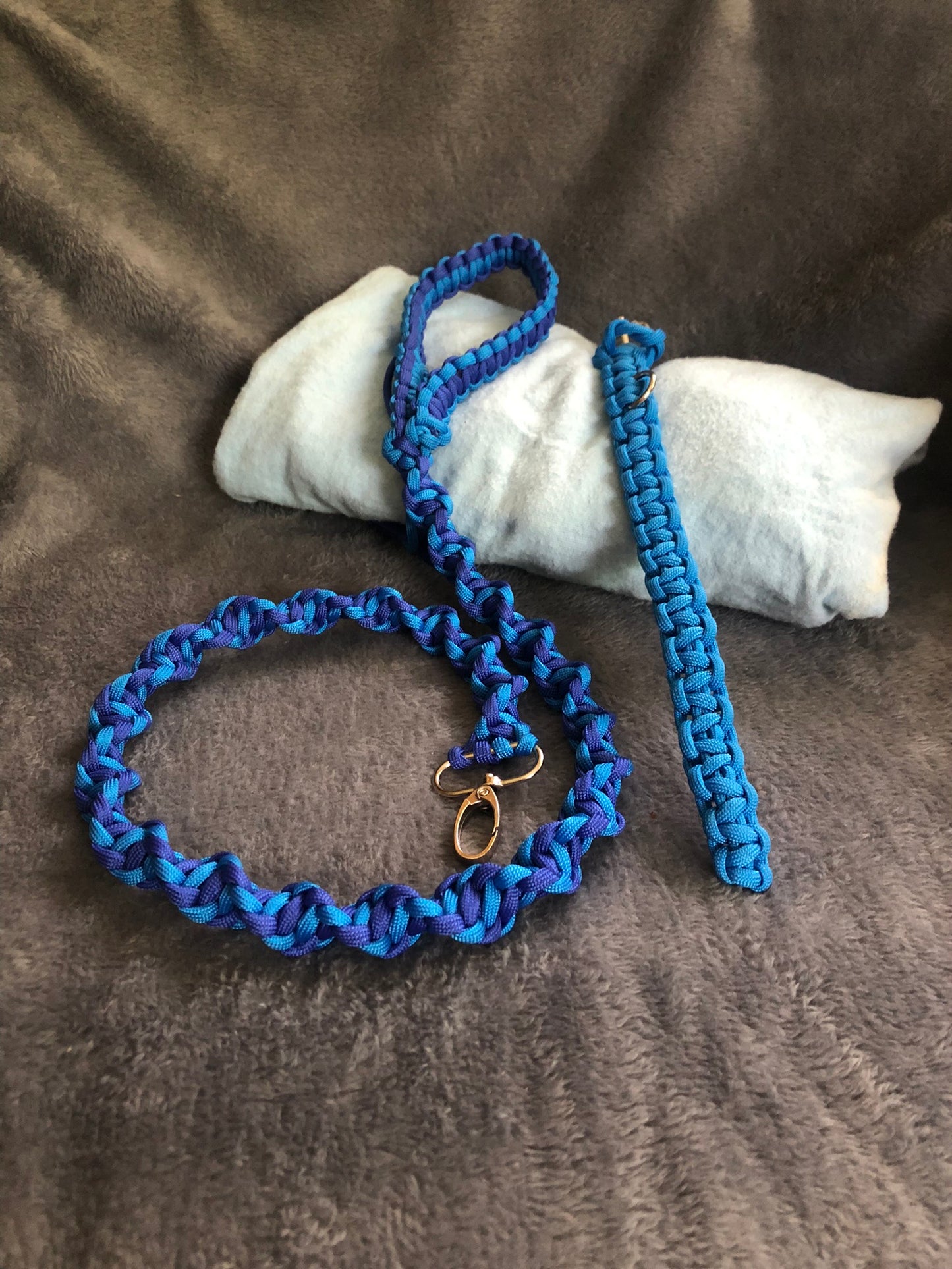 Blue DNA Spiral Paracord Puppy 3ft Lead and 9" collar set
