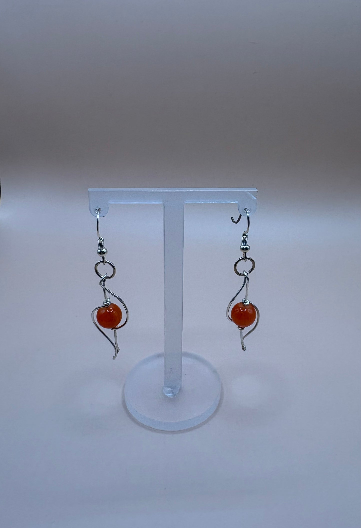 Sterling Silver Wire Earrings with carnelian Gemstones –