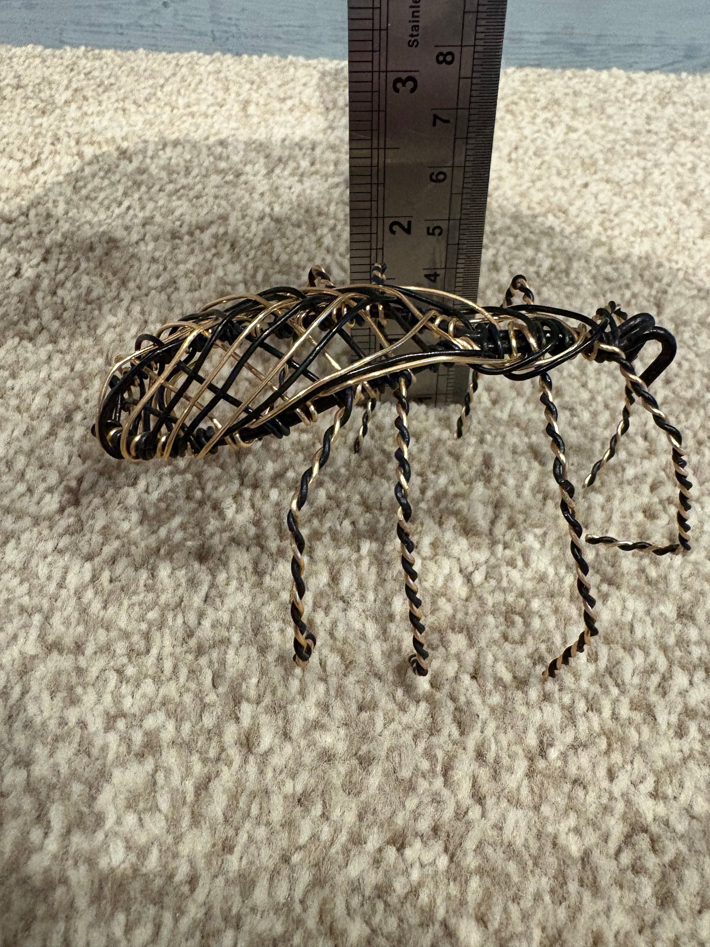 Handcrafted Black and Copper Wire Spider Sculpture
