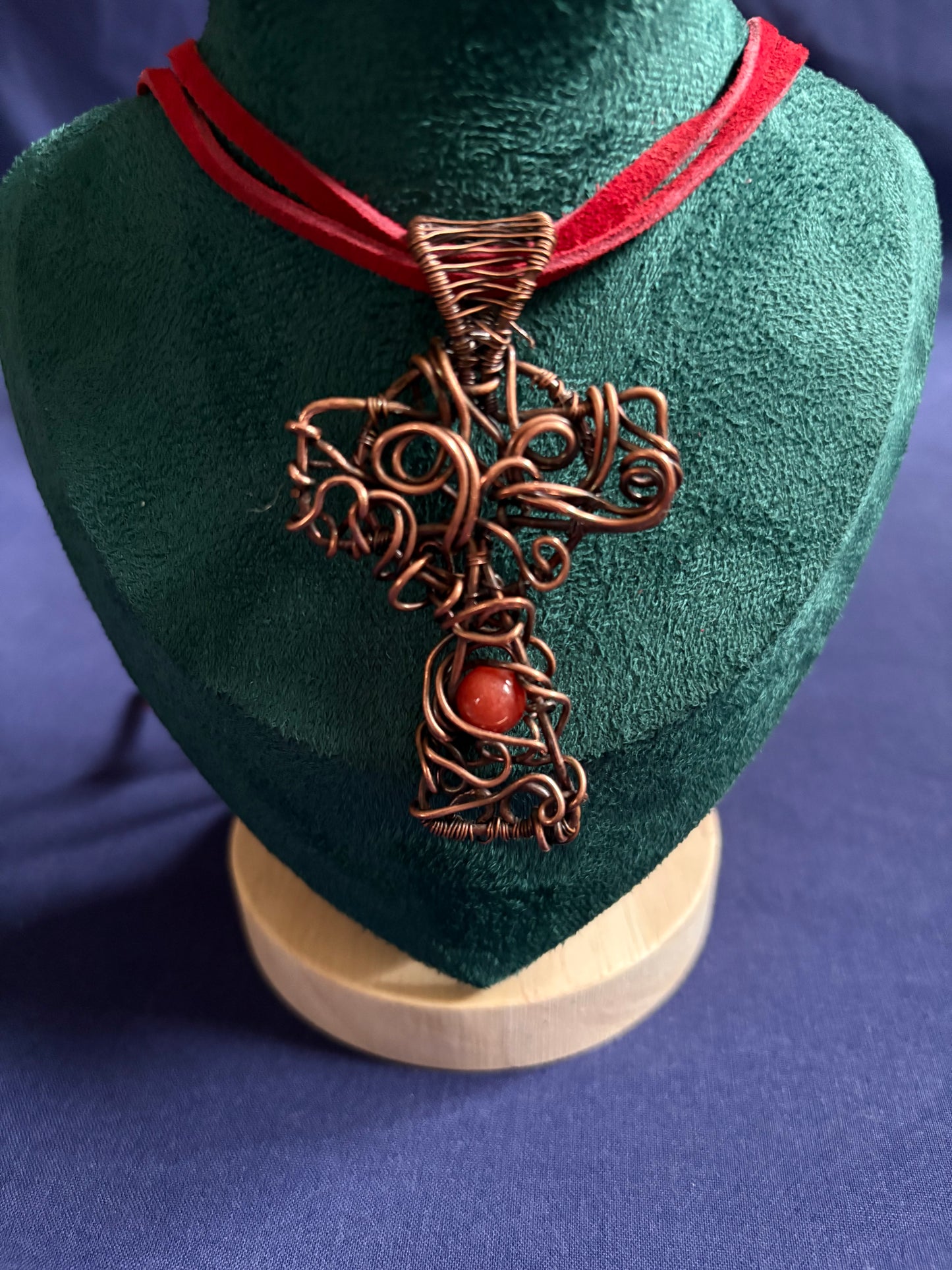 Heavy wrapped copper Cross pendant