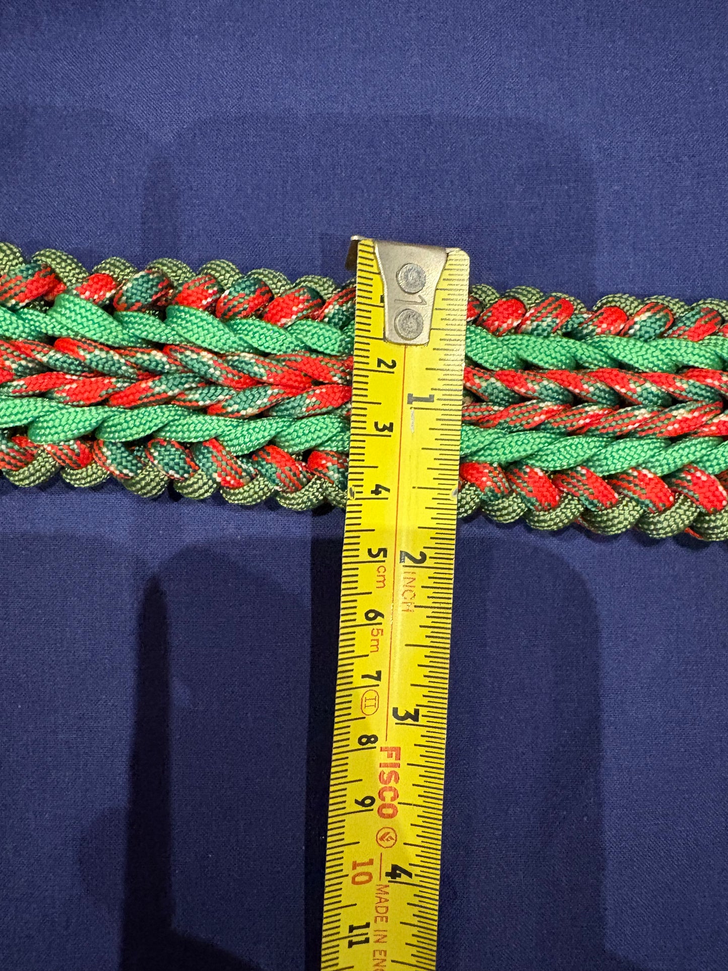 1.5” Wide 18” long Christmas Red & Green Braided Paracord Dog Collar