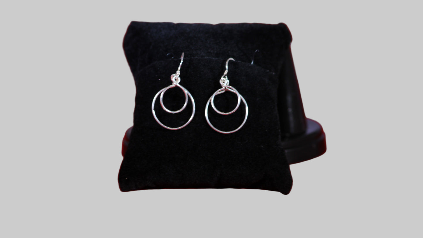 Double Loop Sterling Silver Earrings - Handcrafted Elegance