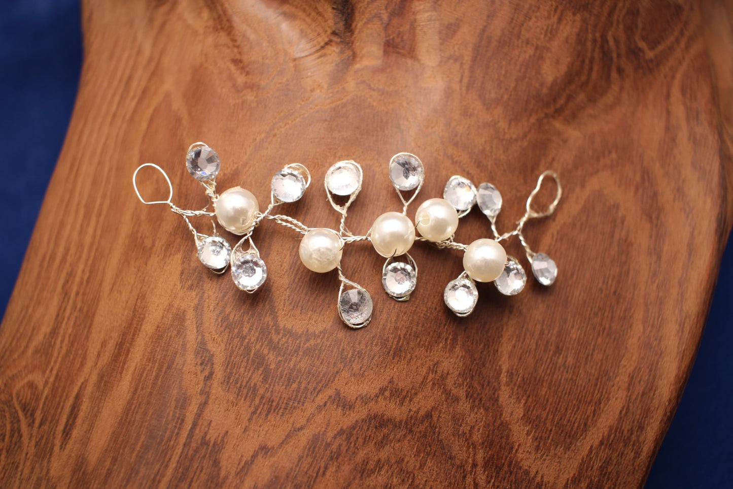 set of 2 wedding hair wire diamante, faux Pearl branch like hair accessories