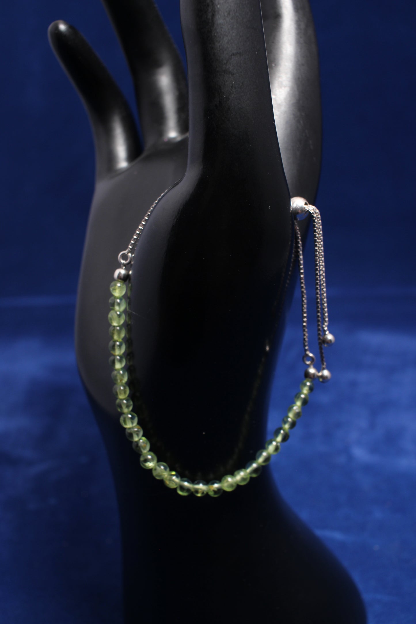 3-4mm peridot gemstone bracelet with sterling silver sliding adjustable chain