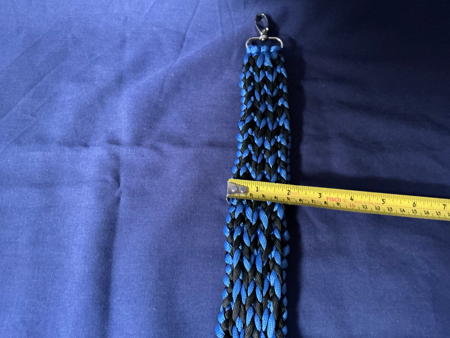 2” Wide 14.5” long Black & Blue Braided Crown Tail Paracord none adjustable Collar