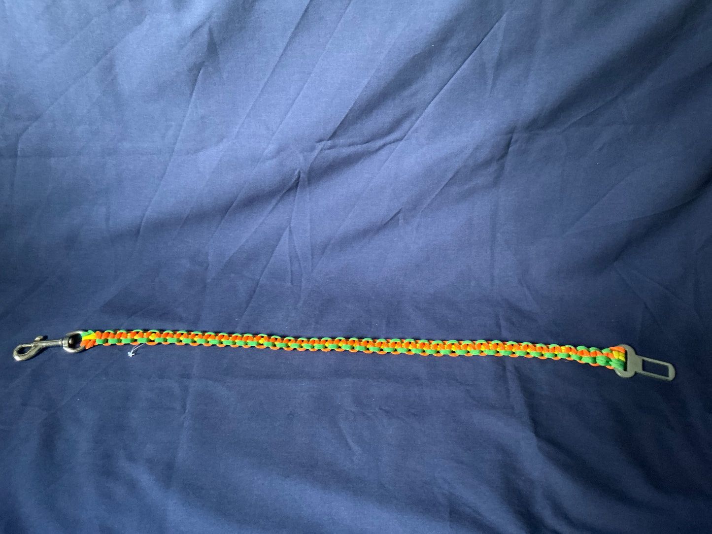 2 Ft Yellow, Green & Orange Braided Paracord car safety lead