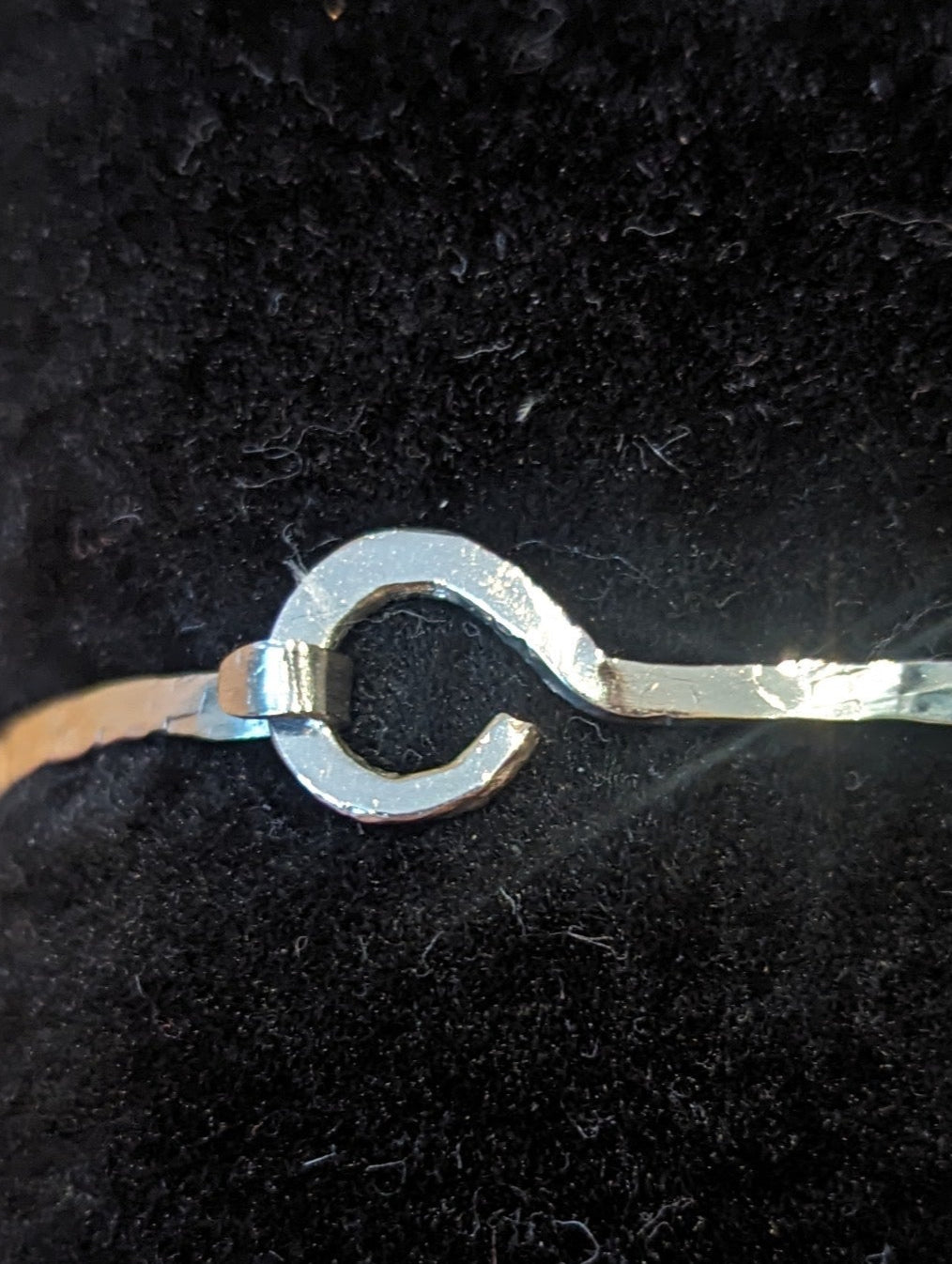 Sterling Silver Bangle with Hook and Eye Focal Point