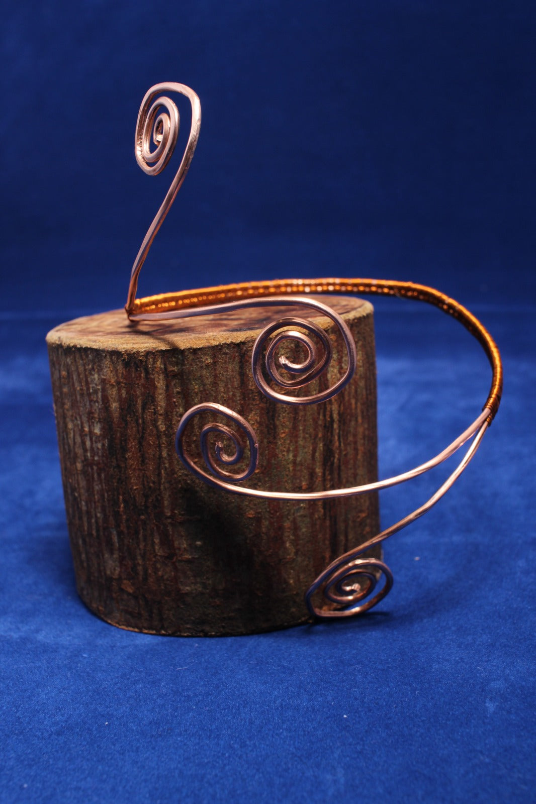 Copper Double Swirl Wire Wrapped Arm Bangle