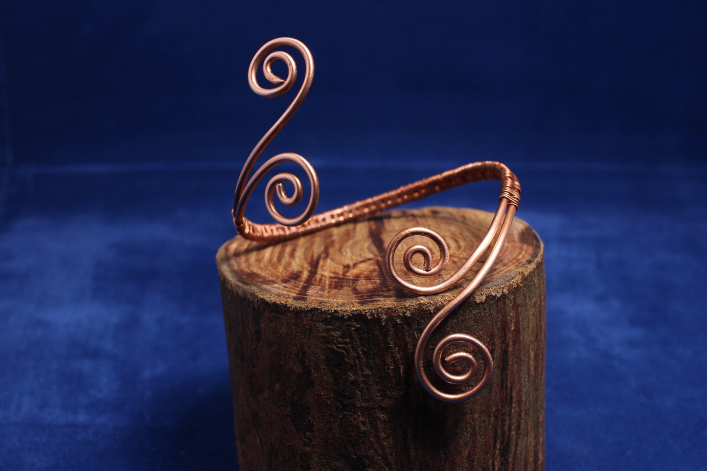 Copper Double Swirl Wire Wrapped Arm Bangle
