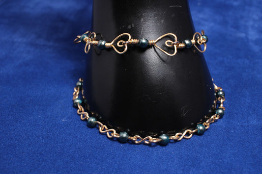 Matching Infinity & Heart Link Bracelet Set