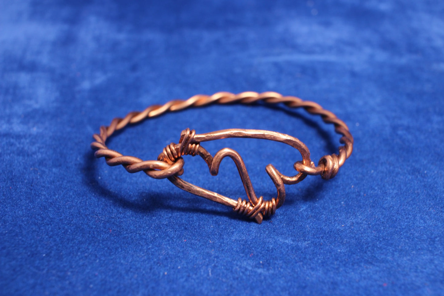Double Heart Bangle with Twisted Band 6.7"