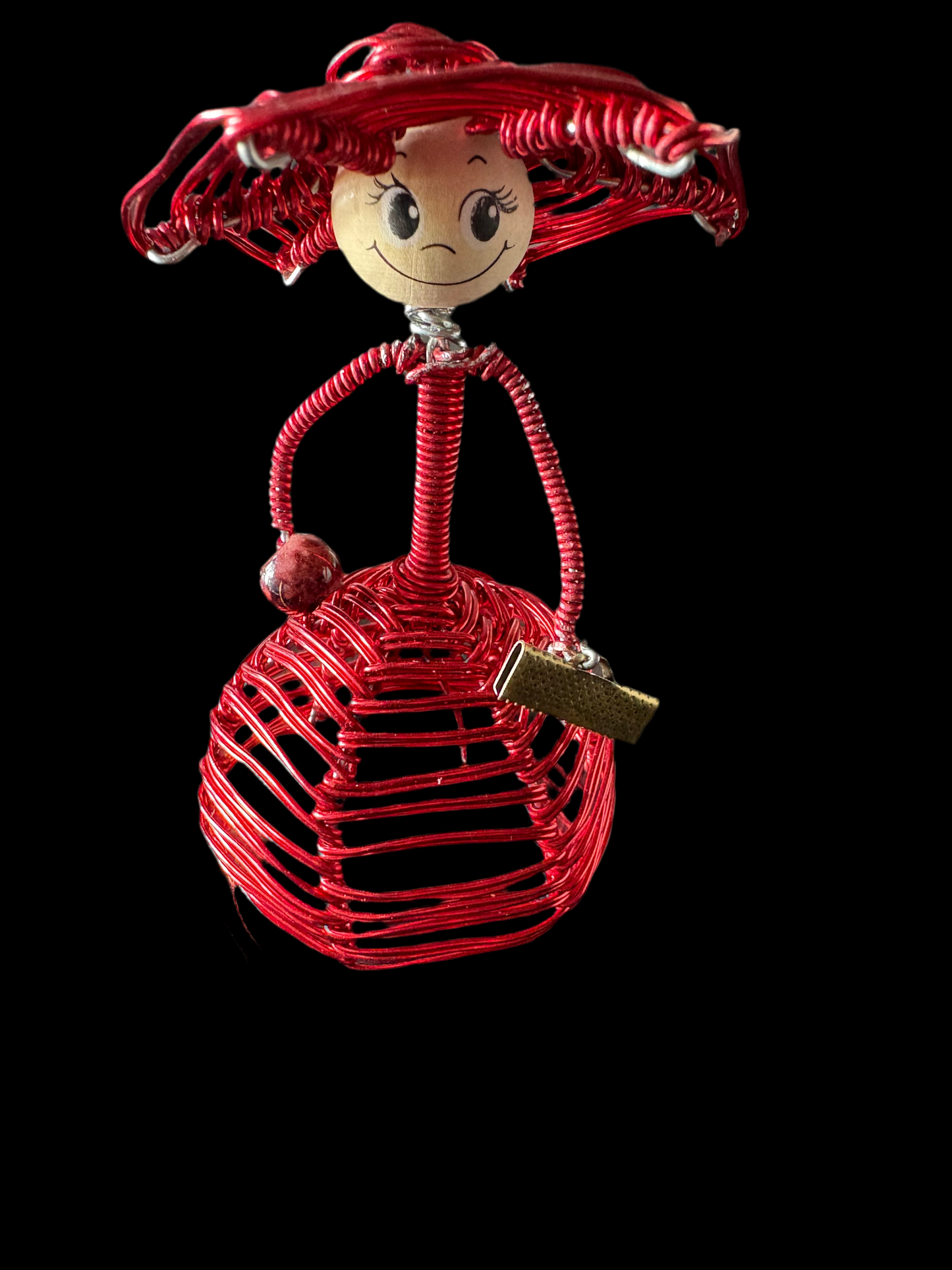 Elegant Wire Works Lady Doll with Fan & Handbag