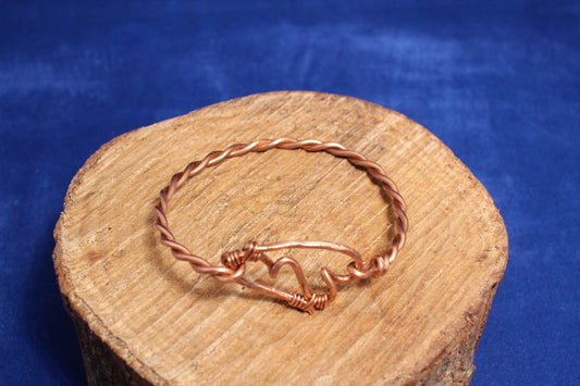 Double Heart bangle with Twisted Band 6.7"