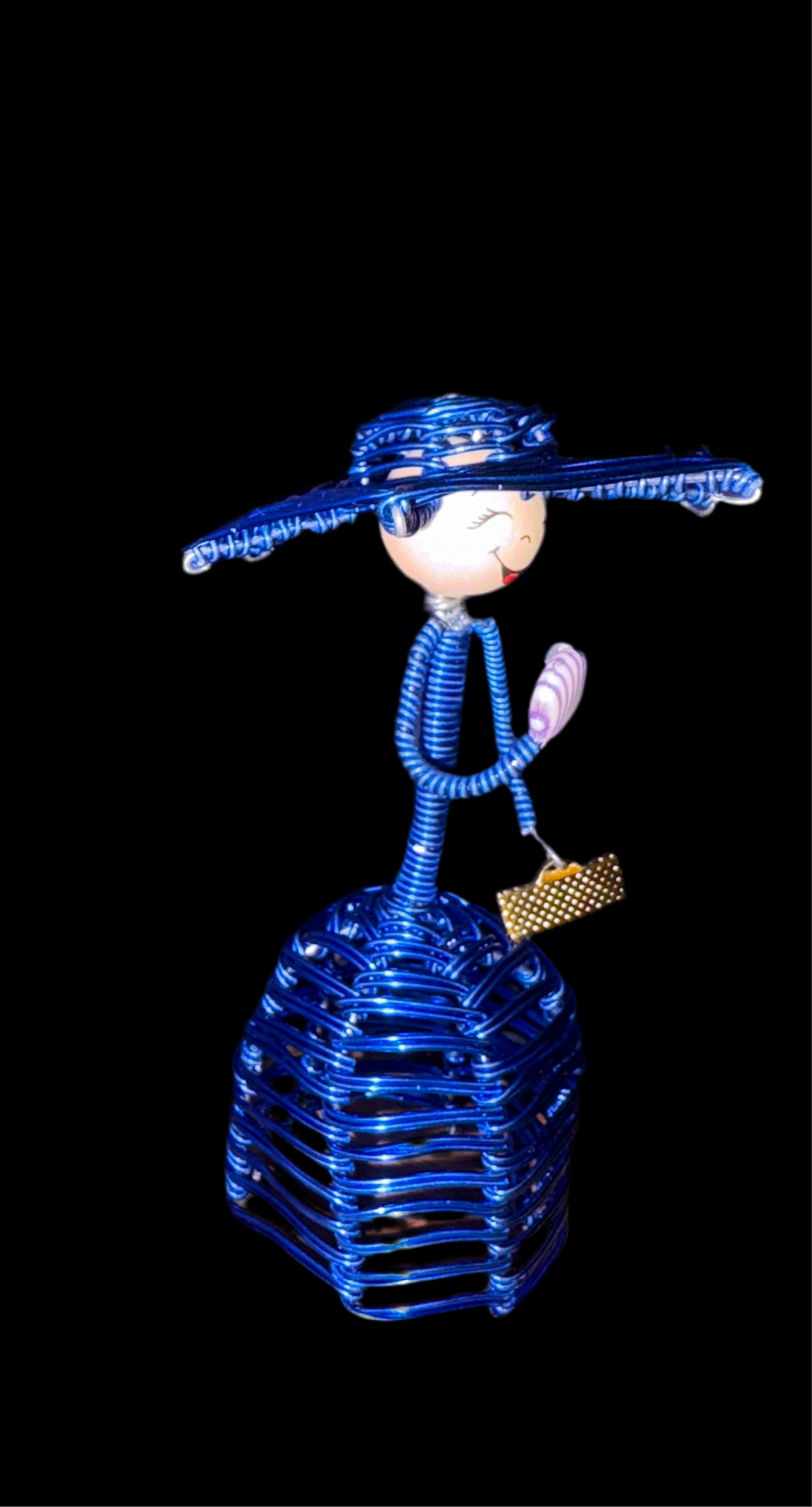 Elegant Wire Works Lady Doll with Fan & Handbag