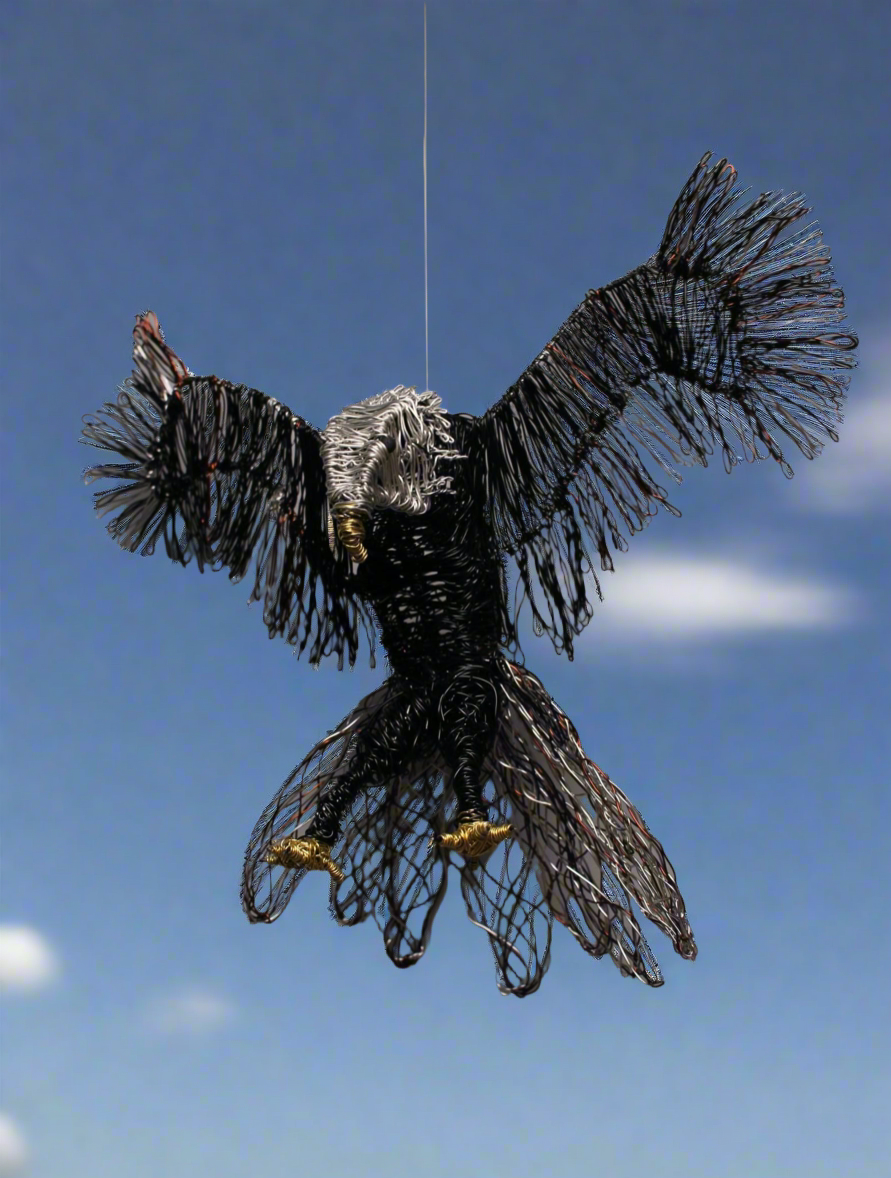 Wings of Sovereignty – 14" Aluminium Wire-Wrapped Eagle