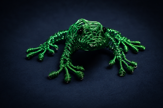 Green Wire Frog Sculpture