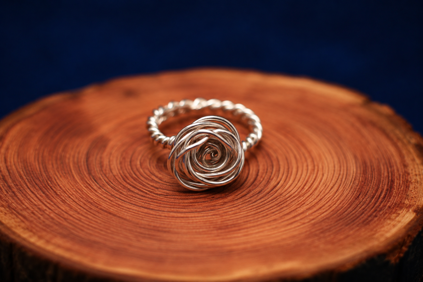 Handmade Sterling Silver Wire Rose Ring size N
