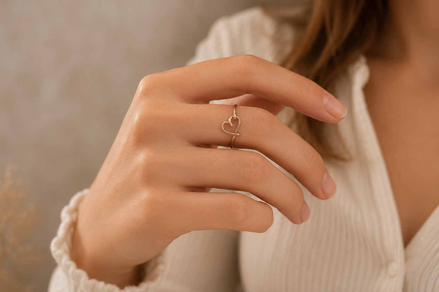 Handmade Sterling Silver Wire Heart Shaped Ring – Minimalist Design