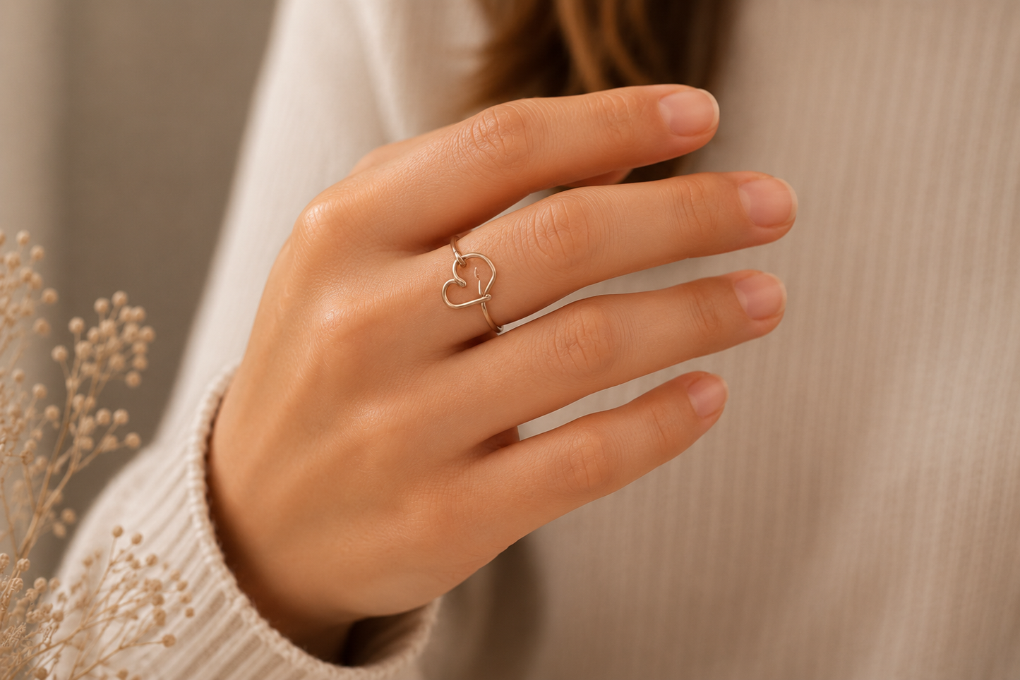 Handmade Sterling Silver Wire Heart Shaped Ring – Minimalist Design