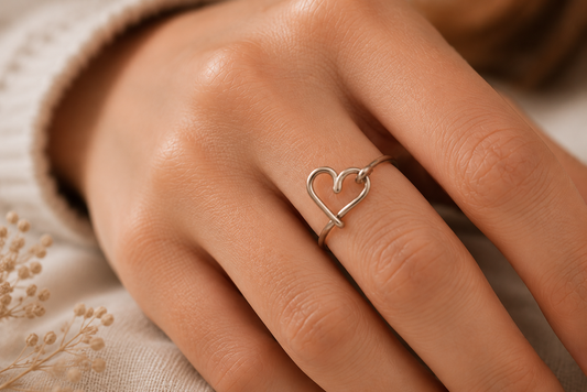 Handmade Sterling Silver Wire Heart Shaped Ring – Minimalist Design