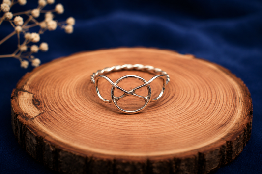 Sterling Silver Encircled Infinity Ring with Twisted Band -