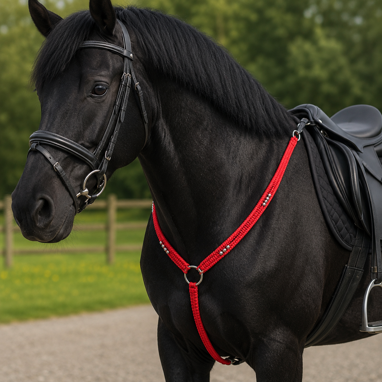 Paracord Horse Breastplate with Silver Beads – Handmade