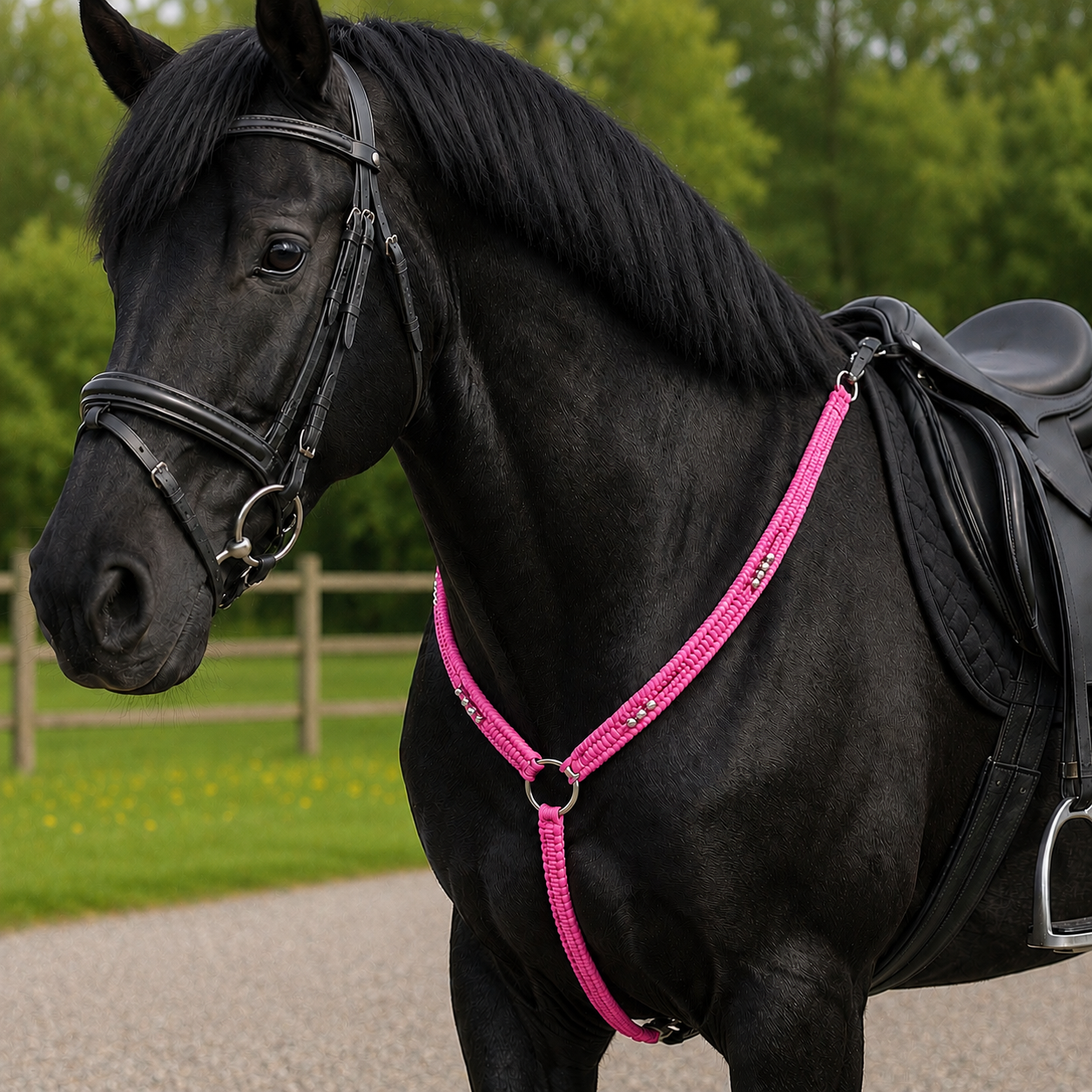 Paracord Horse Breastplate with Silver Beads – Handmade