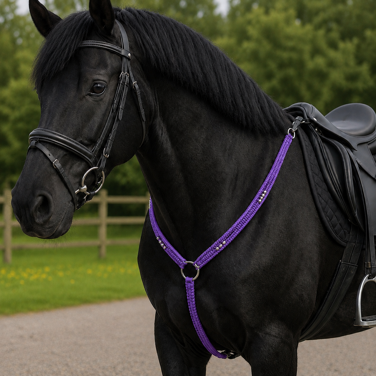 Paracord Horse Breastplate with Silver Beads – Handmade