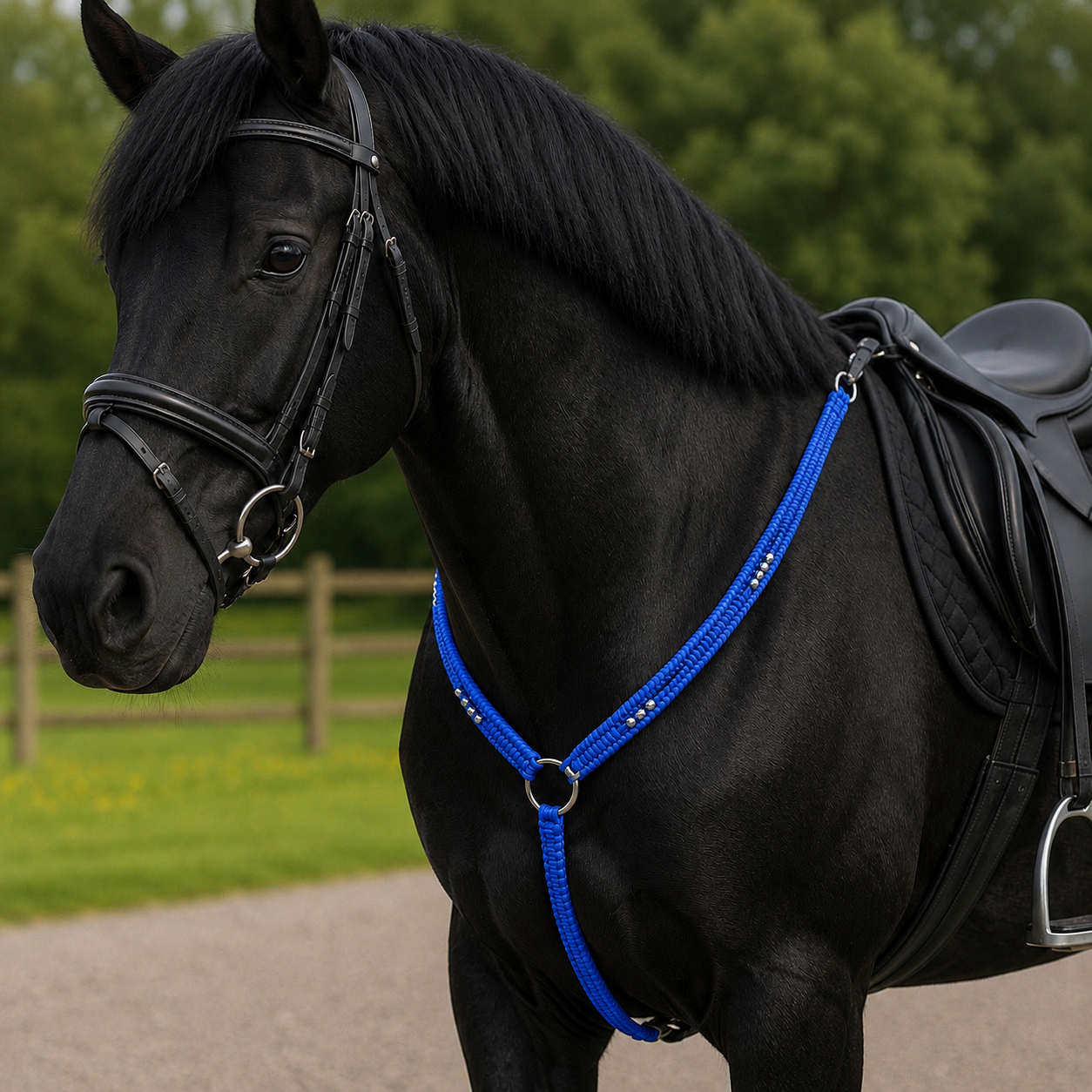 Paracord Horse Breastplate with Silver Beads – Handmade