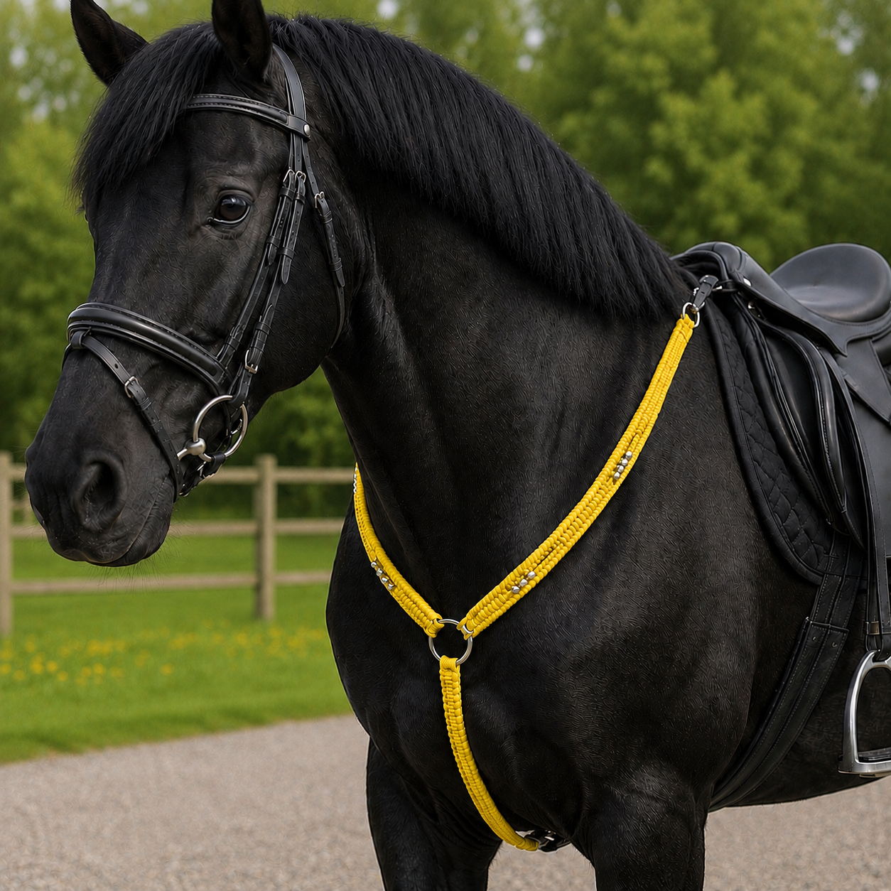 Paracord Horse Breastplate with Silver Beads – Handmade