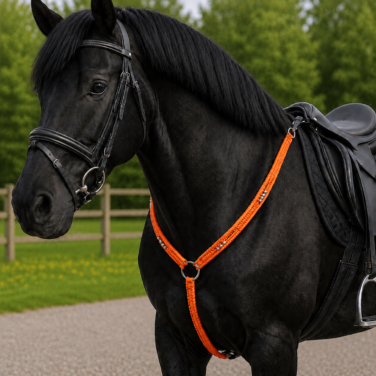 Paracord Horse Breastplate with Silver Beads – Handmade