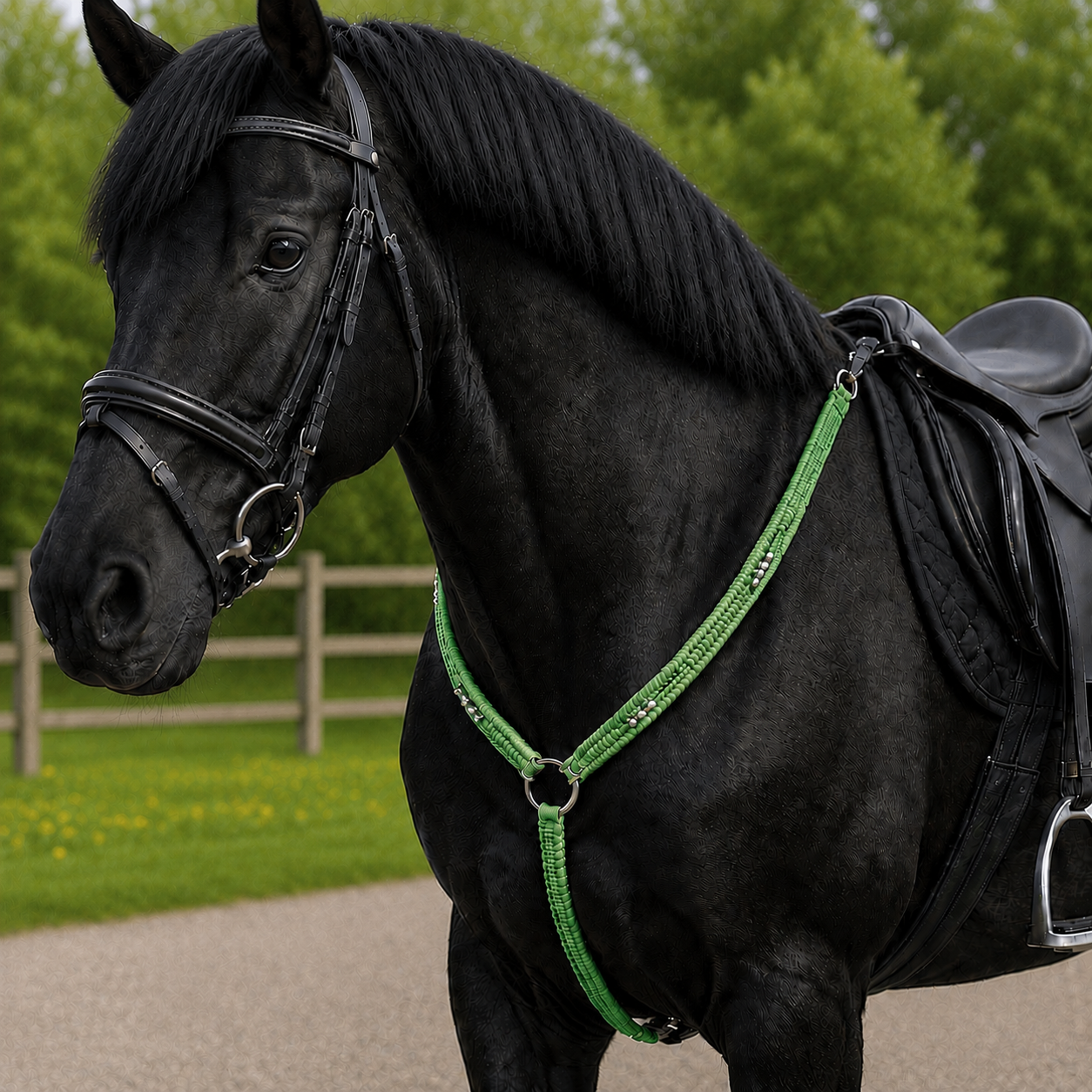 Paracord Horse Breastplate with Silver Beads – Handmade