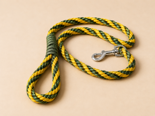 4ft Green & Yellow kumihimo Round Braid Paracord Animal Lead