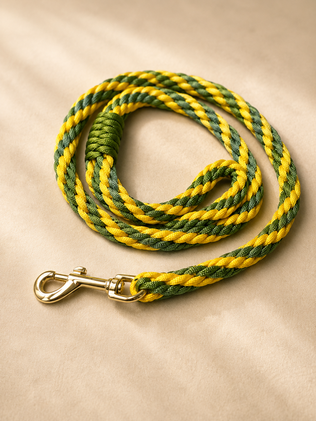 4ft Green & Yellow kumihimo Round Braid Paracord Animal Lead
