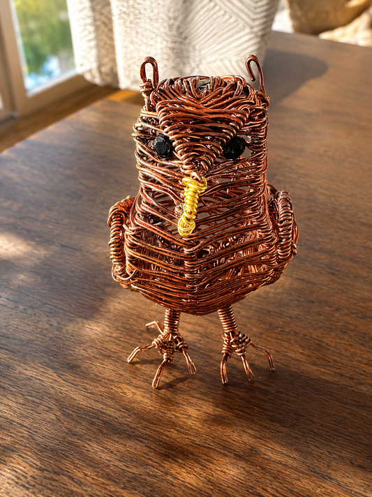 Brown Wire Owl Sculpture