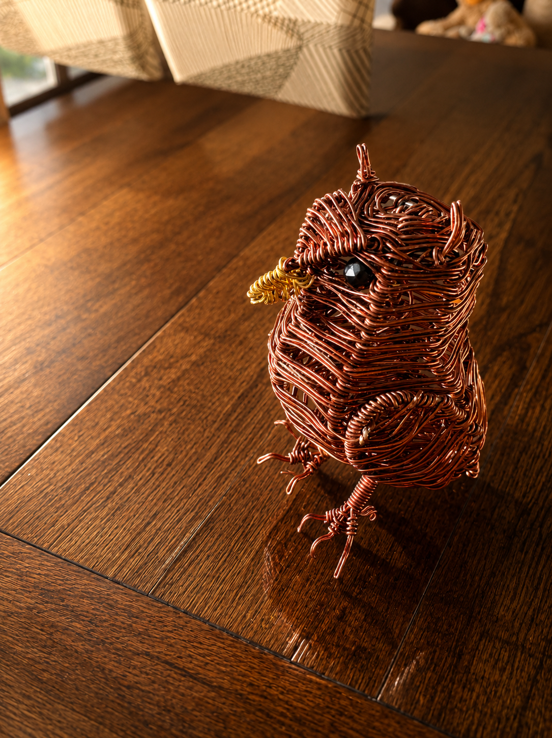 Brown Wire Owl Sculpture