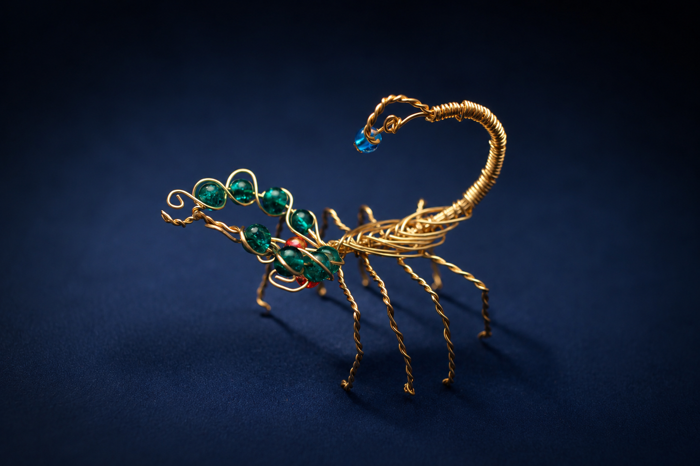 Copper Wire Scorpion Sculpture with Beads – Handmade Art Decor