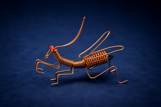 Copper Wire Grasshopper Sculpture – Handmade Art Decor