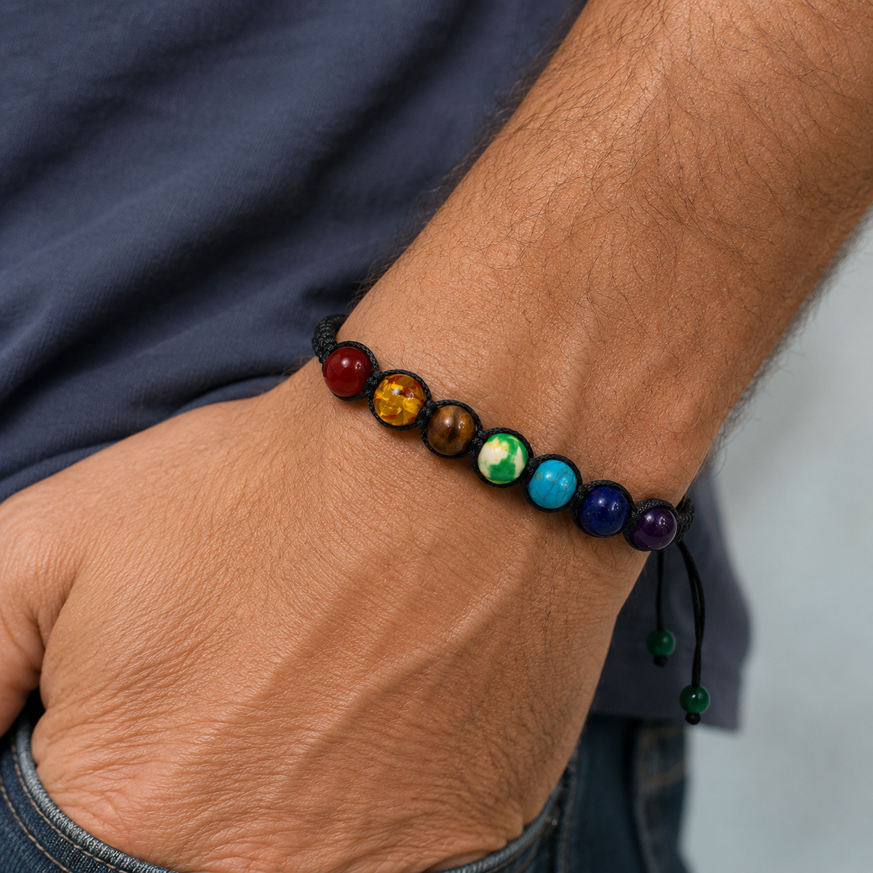 Seven Stone Chakra Bracelet with Adjustable Woven Cord (Copy)