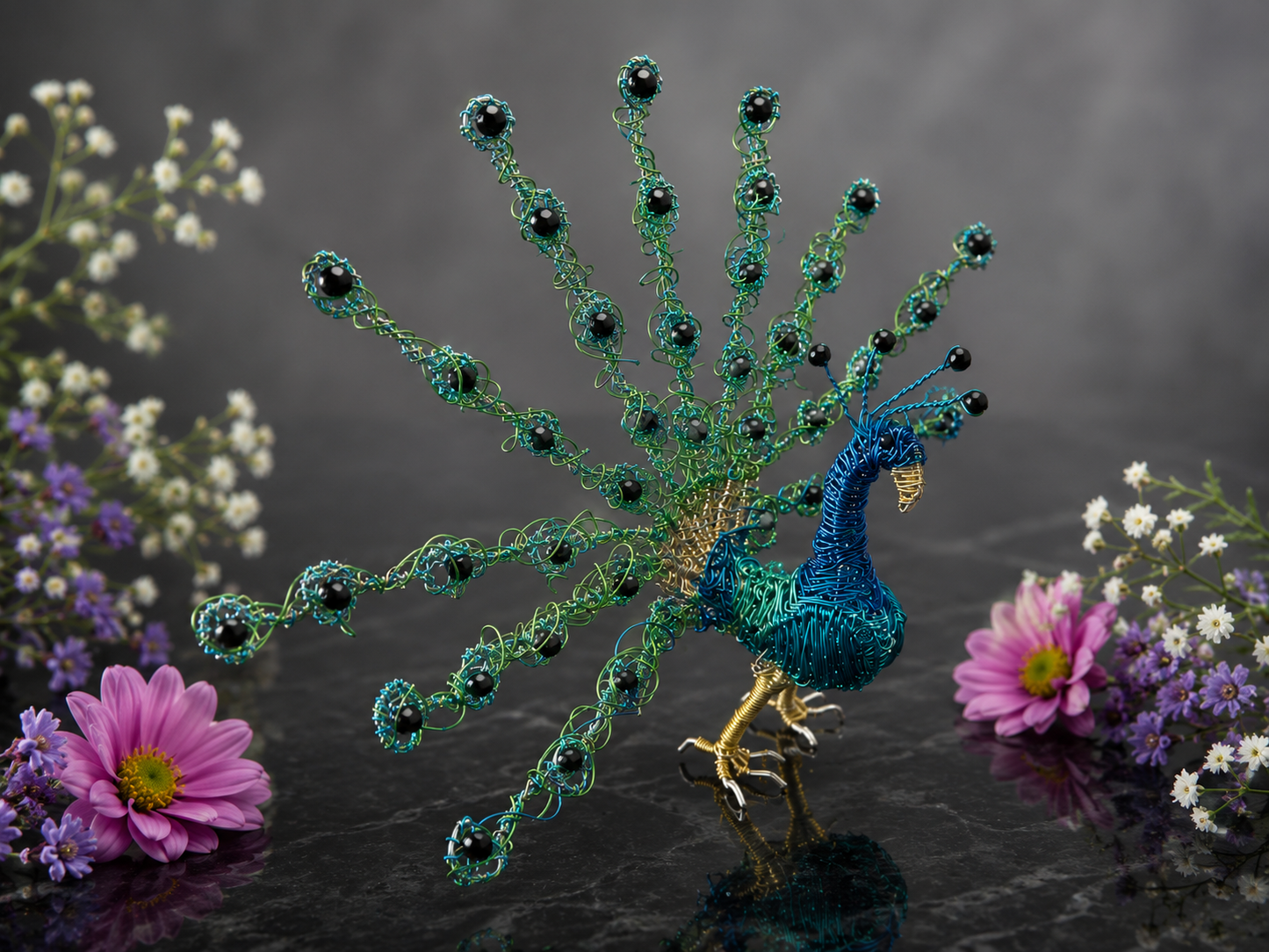 Wire Peacock Sculpture