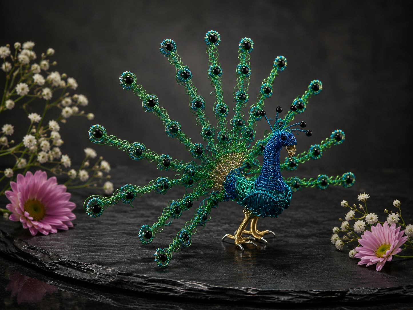 Wire Peacock Sculpture