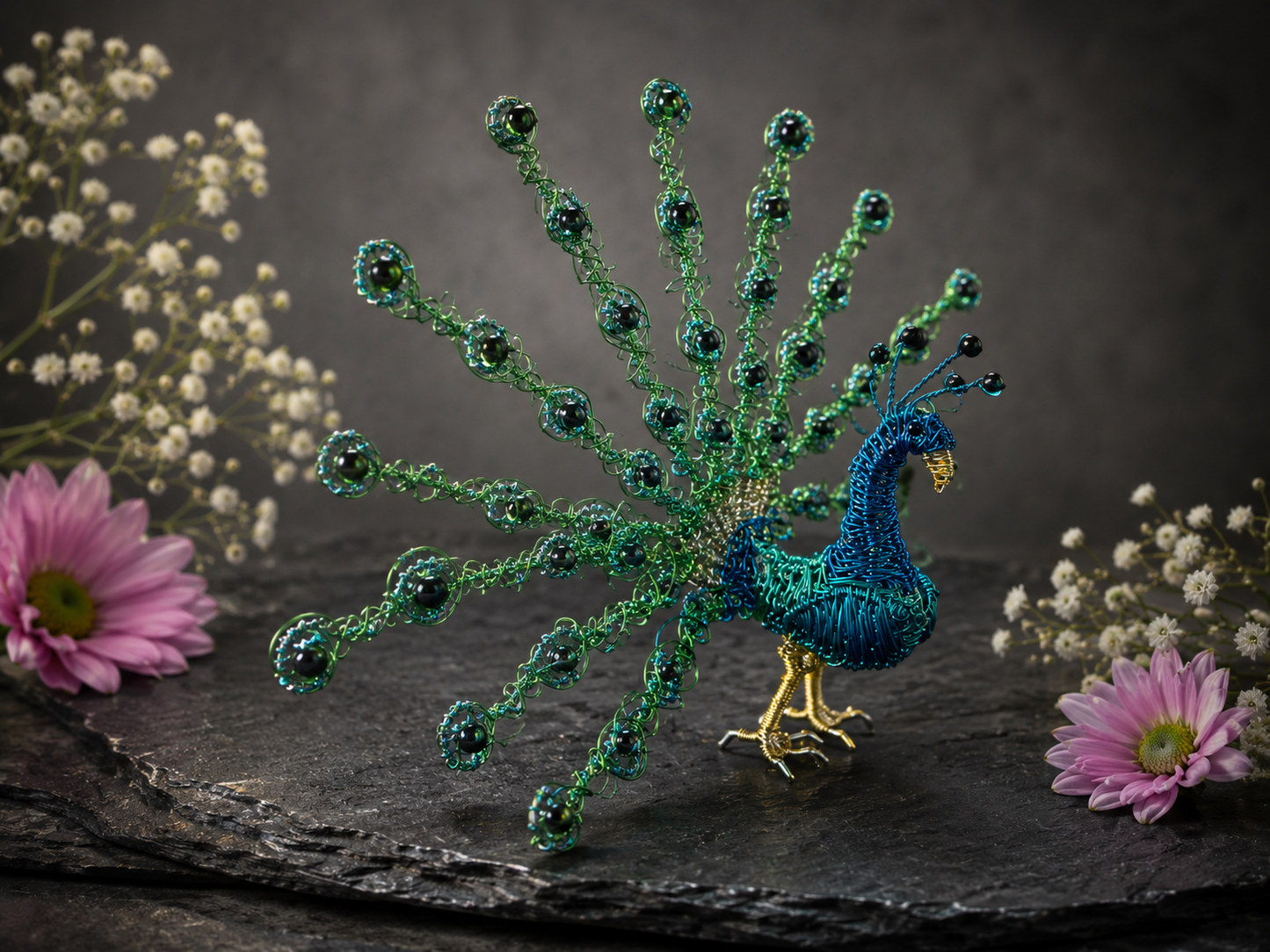 Wire Peacock Sculpture