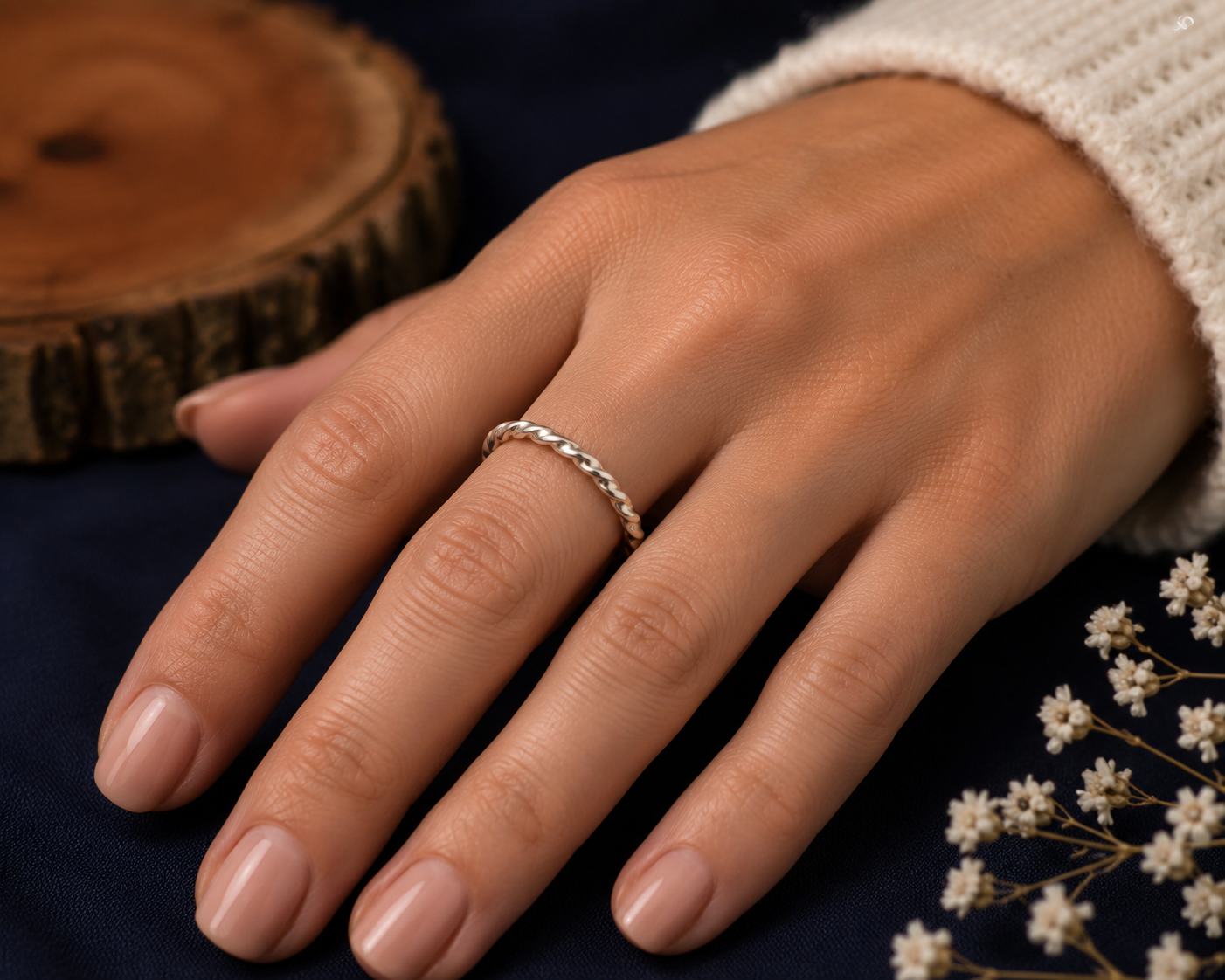 Twisted Silver Wire Ring – Handmade