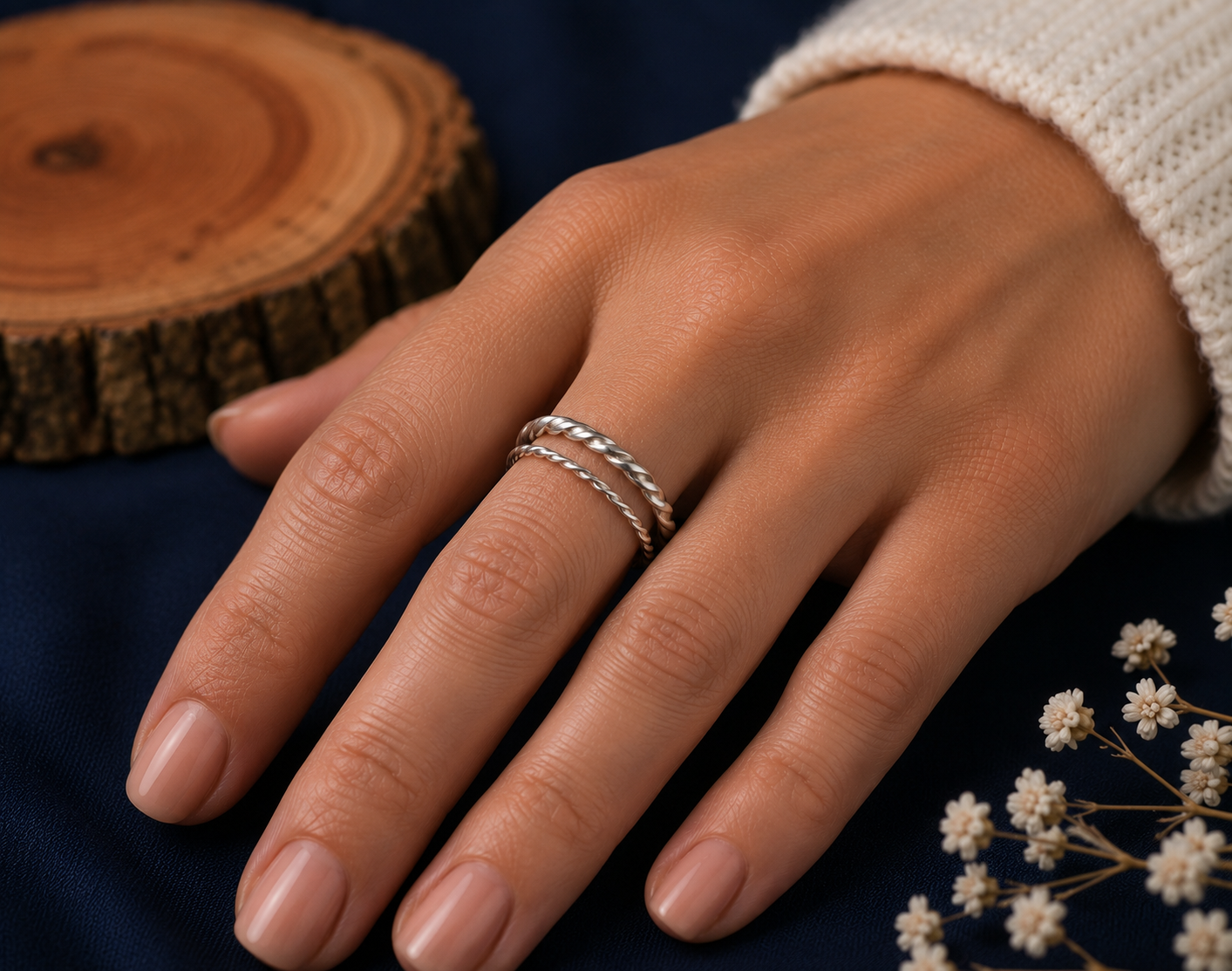 Twisted Silver Wire Ring – Handmade